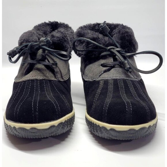 NWB Sperry Top Sider Women's Black Suede Elayna Duck Boot Slipper Size 8M 600 - Picture 2 of 9